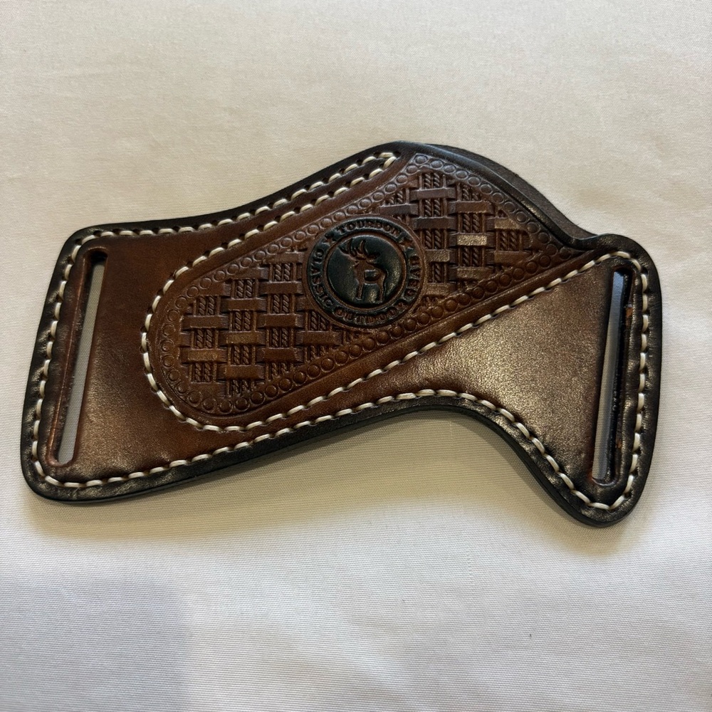 Brown Leather Folding Knife Sheath for Belts - Picture 2 of 6